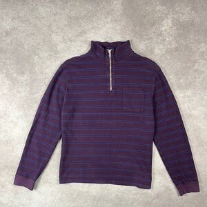 [100]  Très Bien Half Zip Stripe
Sweat Plum & Navy Size L
